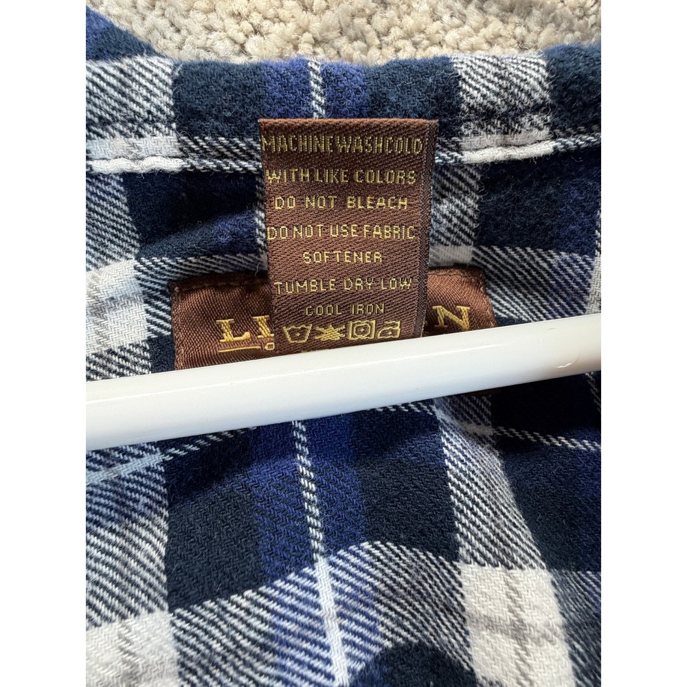 Lincoln Outfitters Mens XL Tall Flannel Shirt Navy Blue White Plaid Cotton L/S - Picture 3 of 6